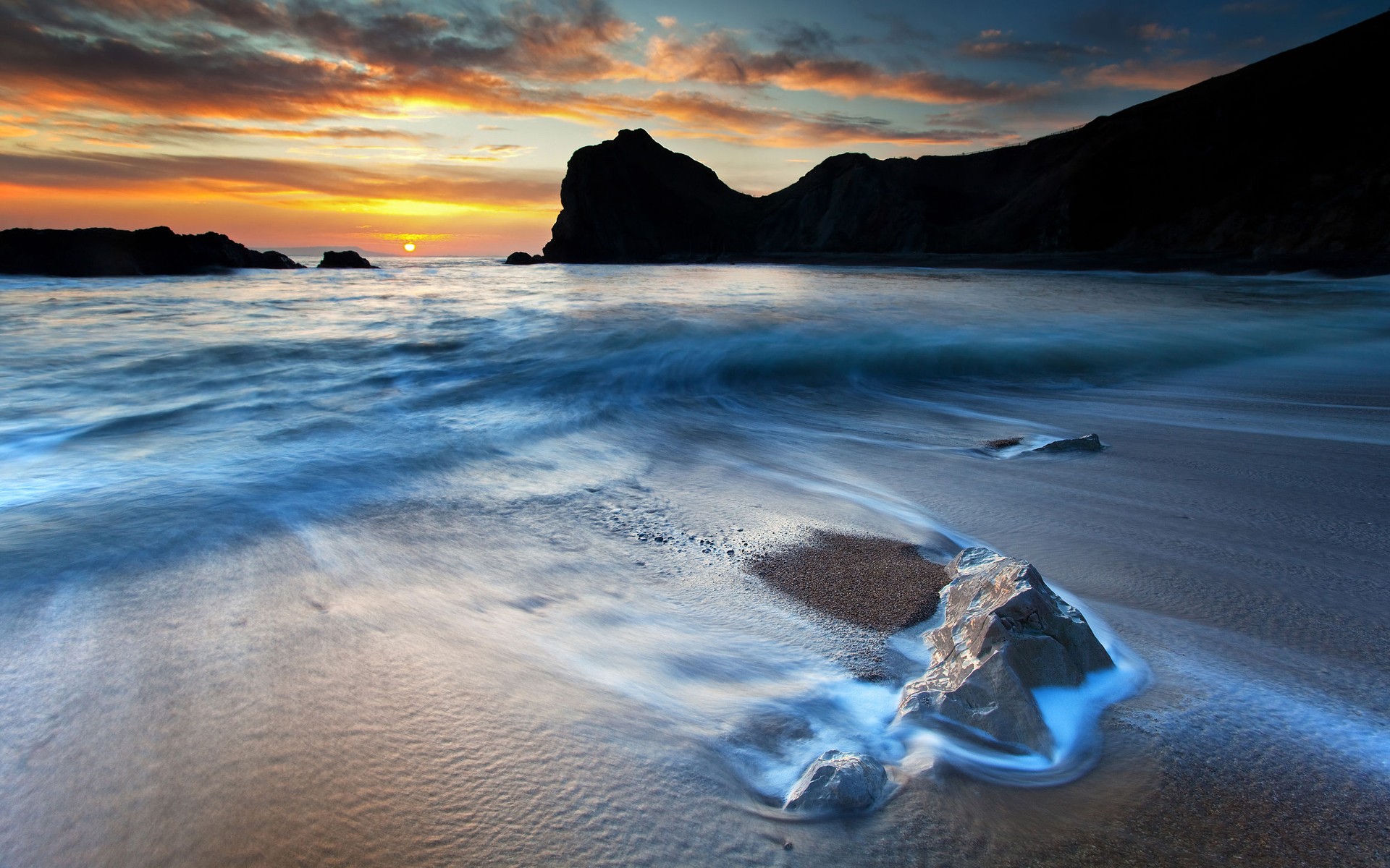 sunset, Beach, Seas Wallpaper
