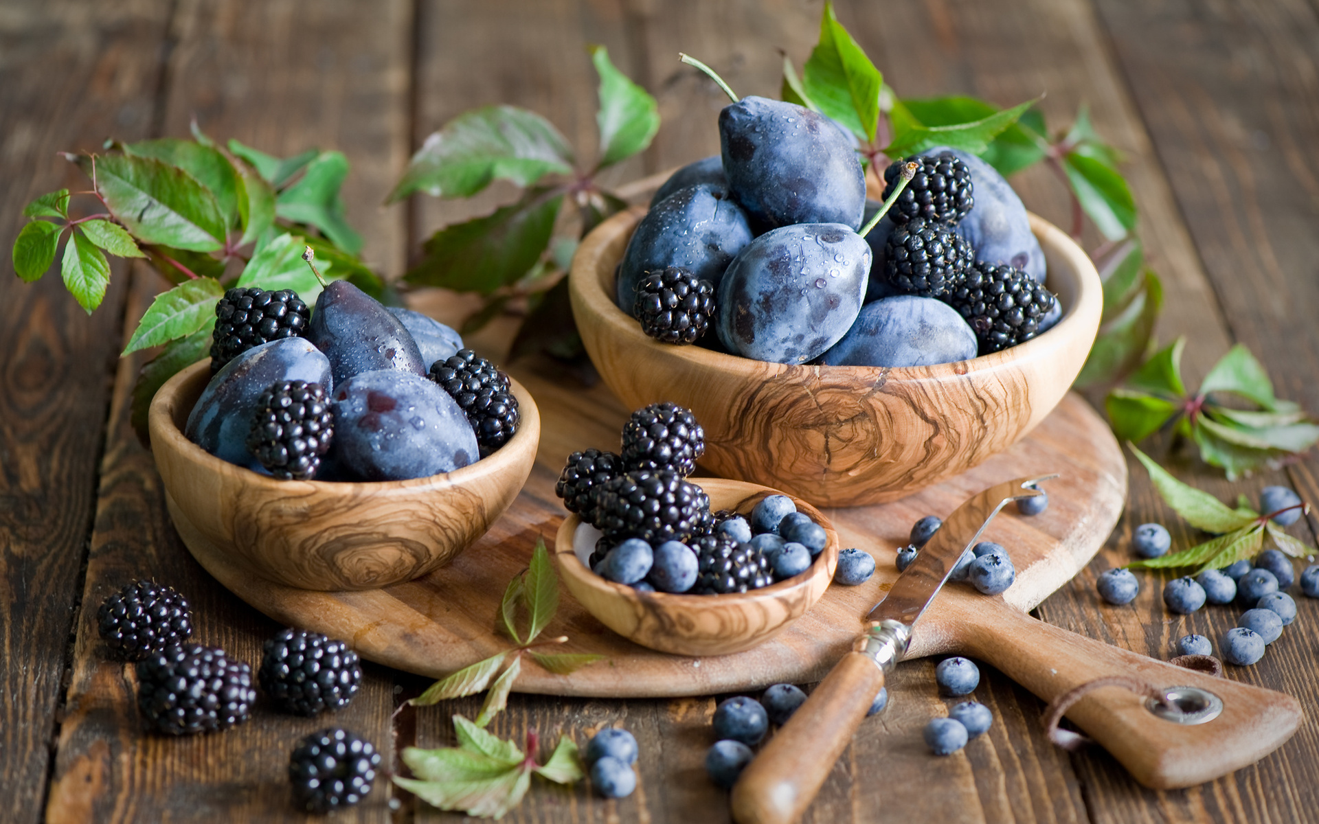 blackberries, Blueberries, Still, Life, Fruit Wallpaper