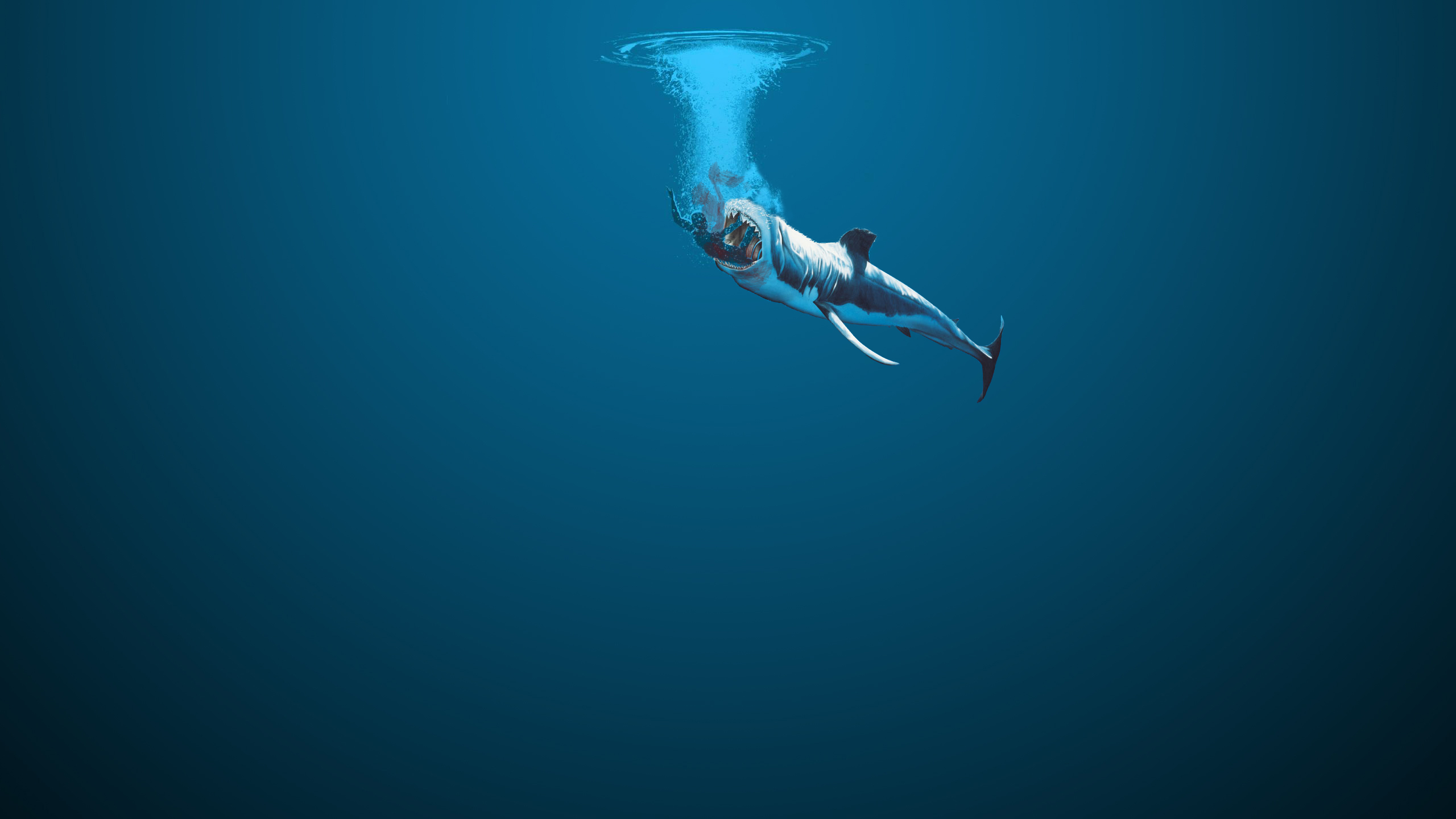 water, Minimalistic, Sharks, Gradient Wallpaper