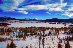 winter, Mountains, Golf, Frozen, Lake, Landscape