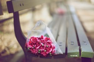 carnations, Bouquet, On, A, Bench