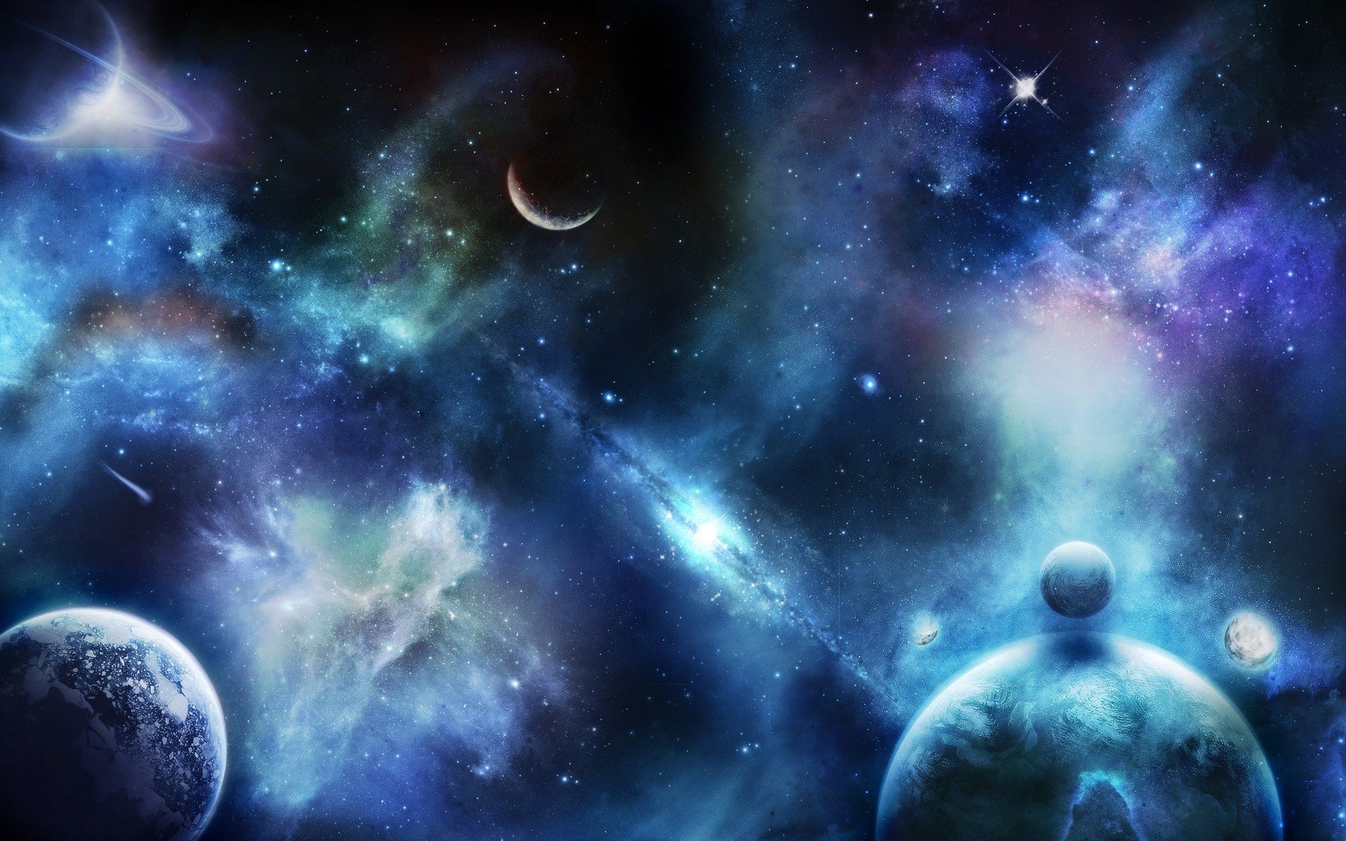 outer, Space, Stars, Galaxies, Planets, Rings Wallpaper