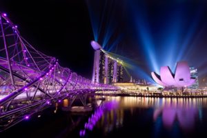 singapore, City, Night, Lights