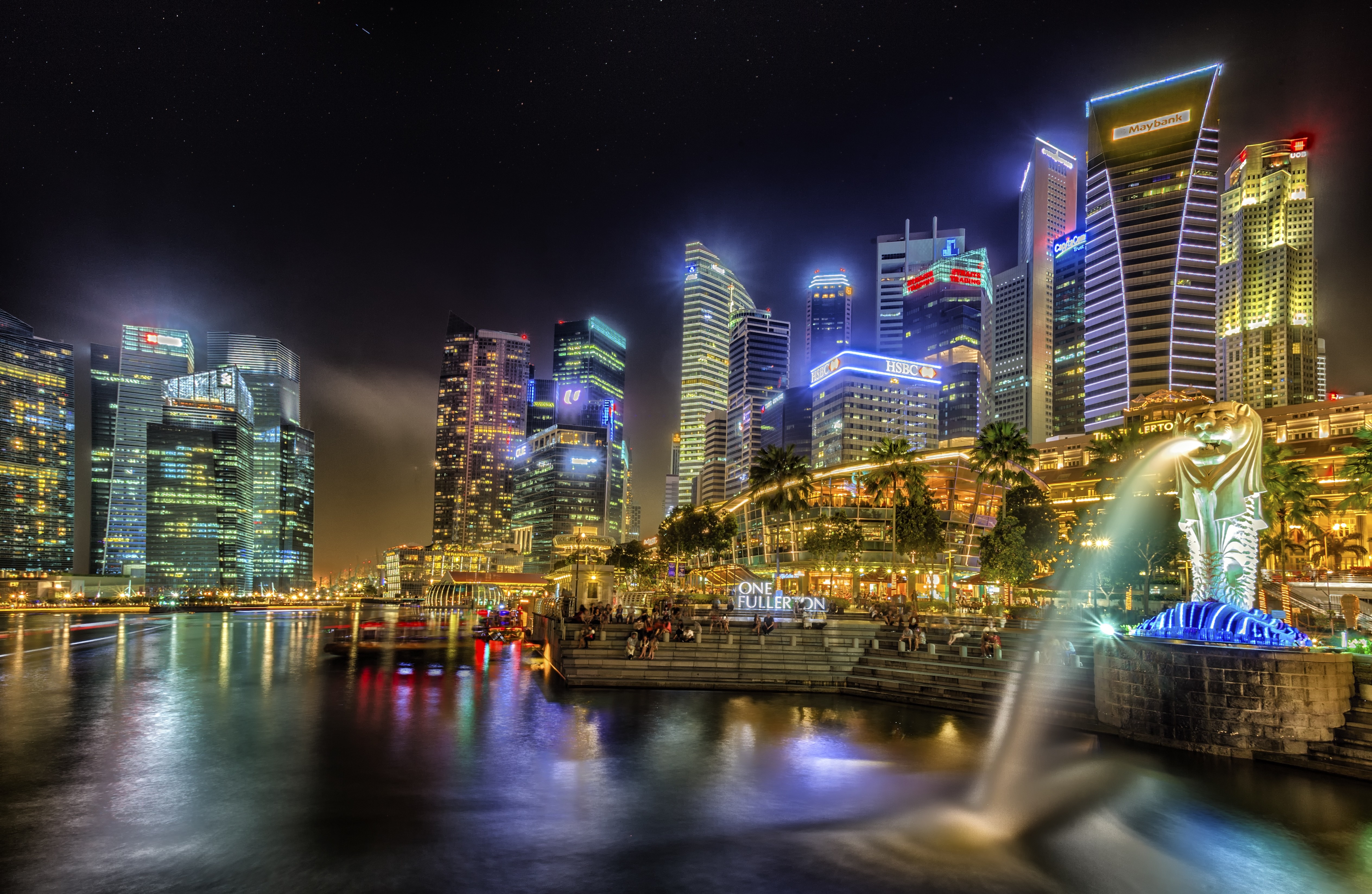 singapore, City, Lights Wallpaper