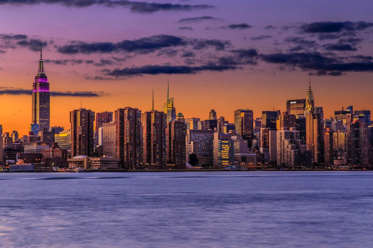 sunset, Lights, New, York, City, Manhattan HD Wallpaper Desktop Background