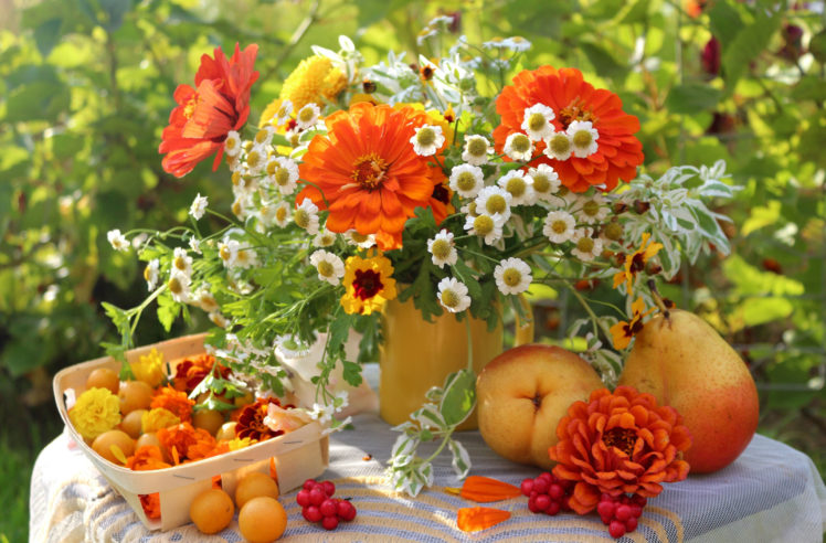 bouquet, Table, Still, Life, Summer, Garden HD Wallpaper Desktop Background