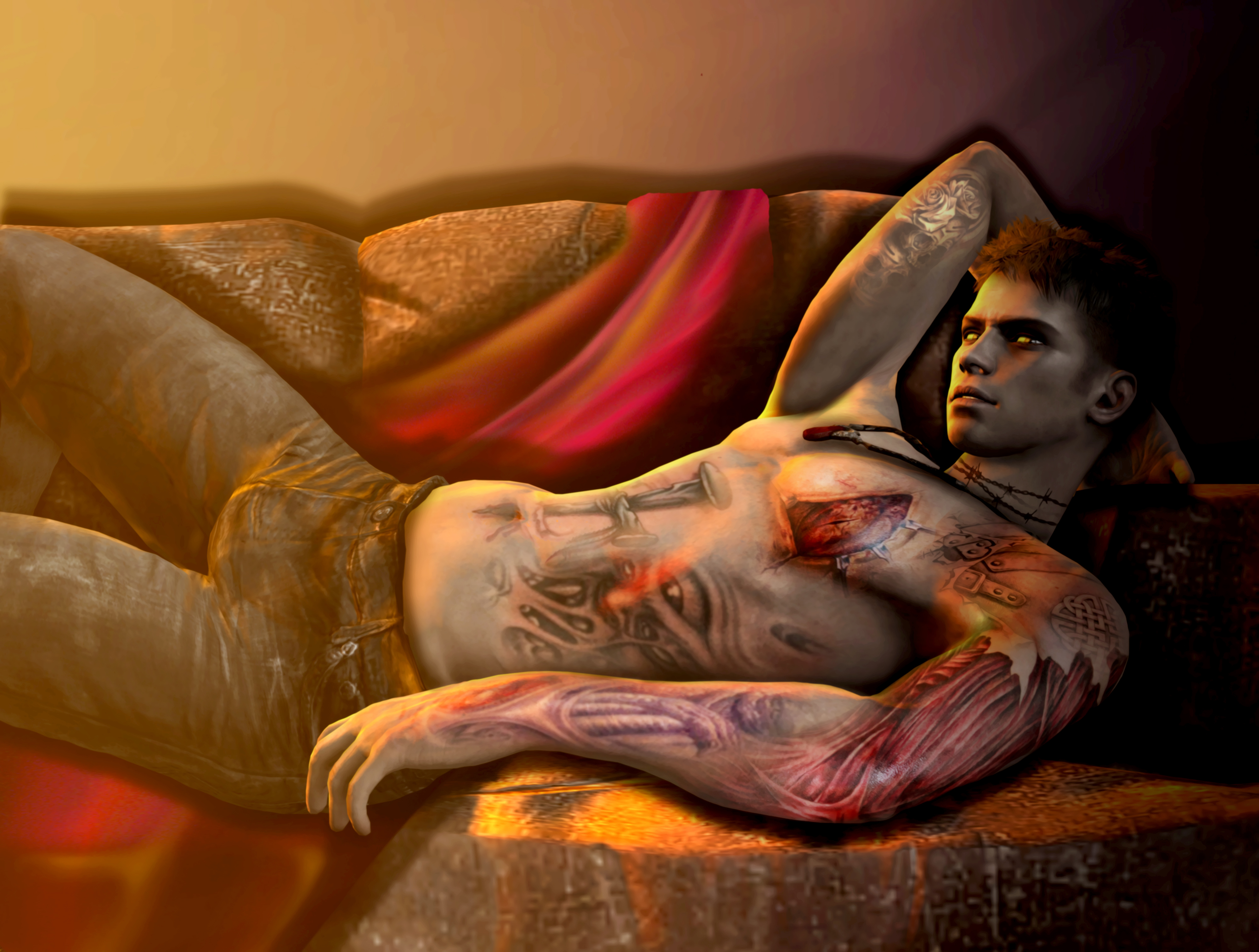 devil, May, Cry, Dante, Men, Tattoos, Games, Fantasy Wallpaper