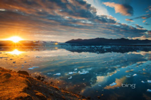 ekyulsaurloun, Lagoon, Iceland, Lake, Sunset, Mountains