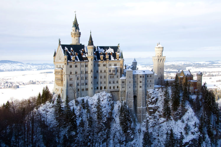 castle, Germany, Winter, Neuschwanstein, Bavaria HD Wallpaper Desktop Background