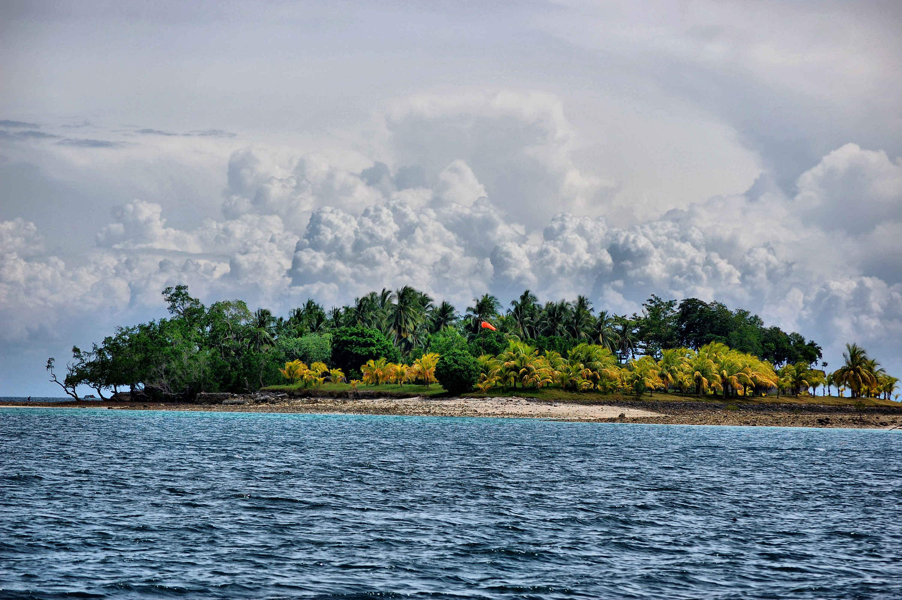 sea, Beach, Palm, Trees, Clouds, Landscape Wallpaper
