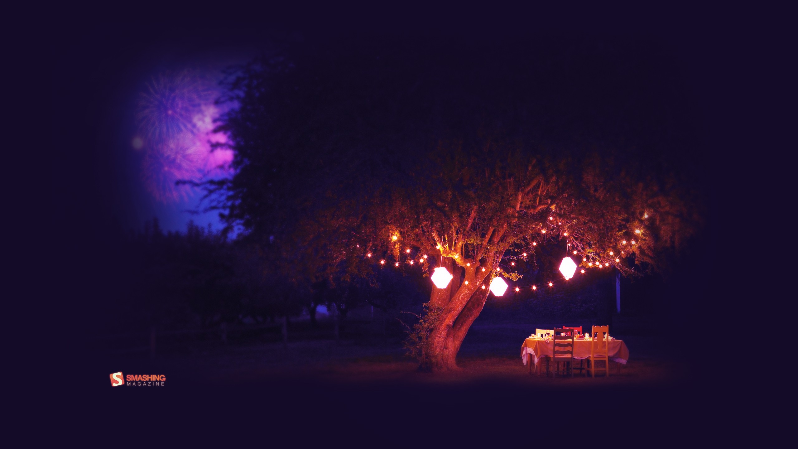 landscapes, Night, Summer,  season , Tables, Lanterns, Smashing, Magazine Wallpaper
