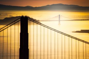 sunrise, Mountains, Architecture, Silhouette, Bridges, California, San, Francisco