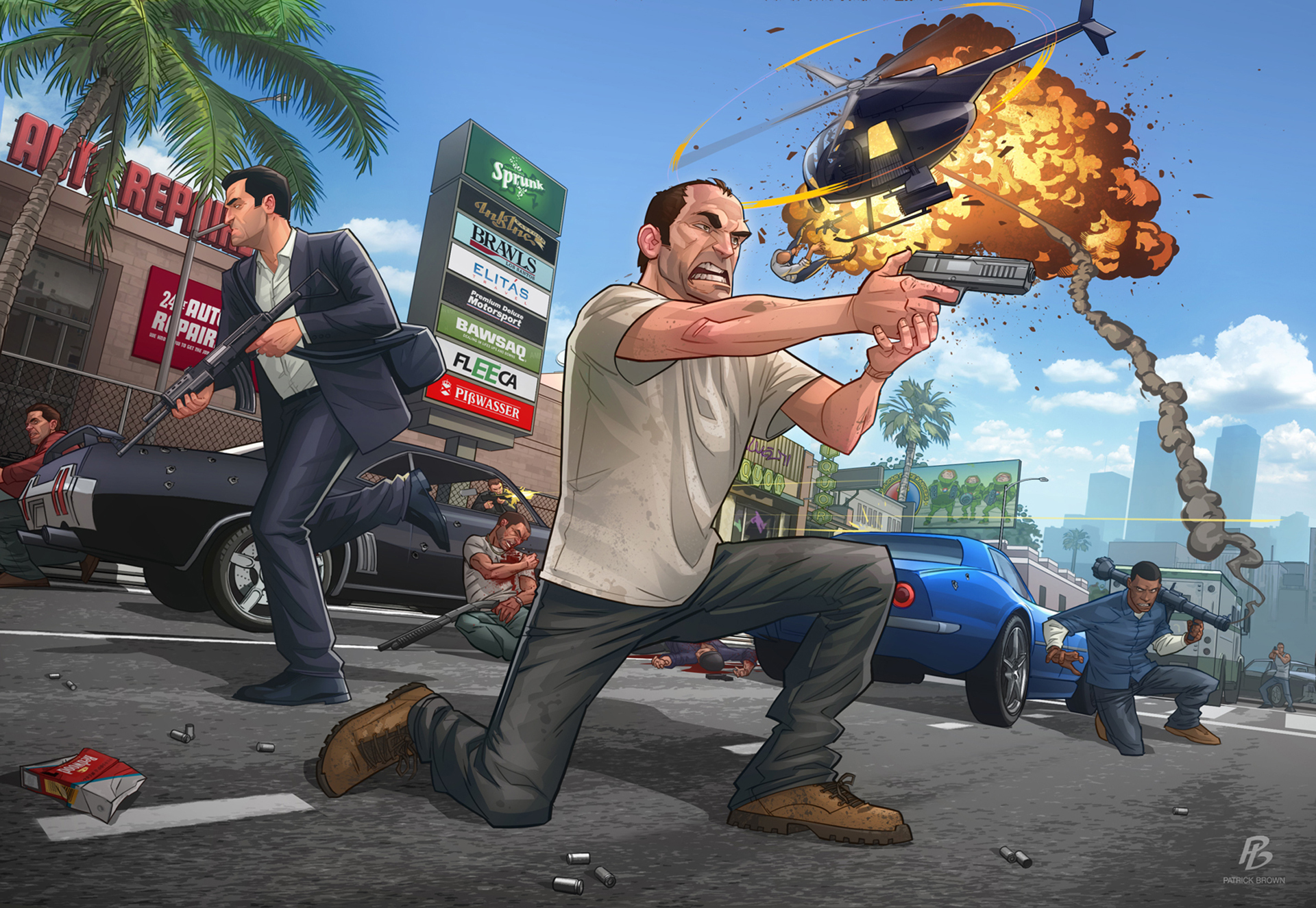 grand, Theft, Auto, Gta, 5, Men, Vector, Graphics, Game, Battle Wallpaper