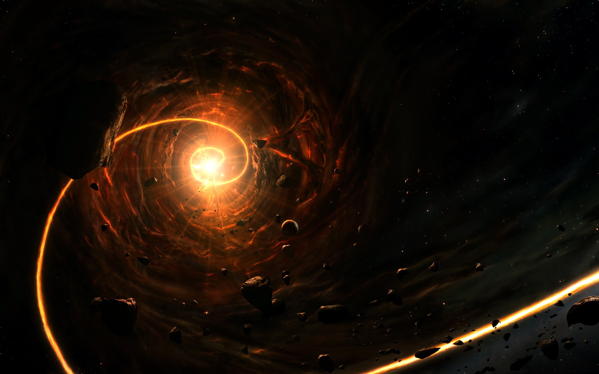 outer, Space, Galaxies, Planets, Black, Hole Wallpaper