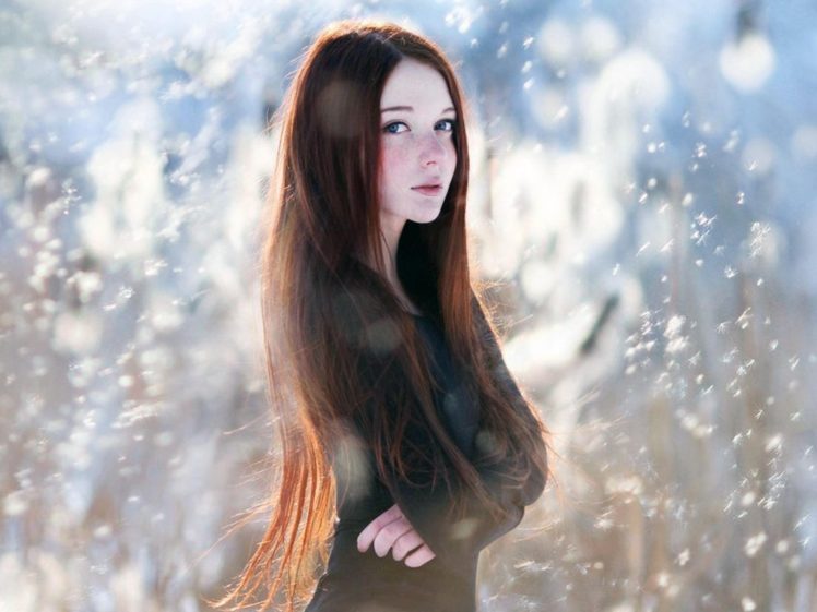 women, Snow, Redheads, Cold, Freckles, Winter HD Wallpaper Desktop Background