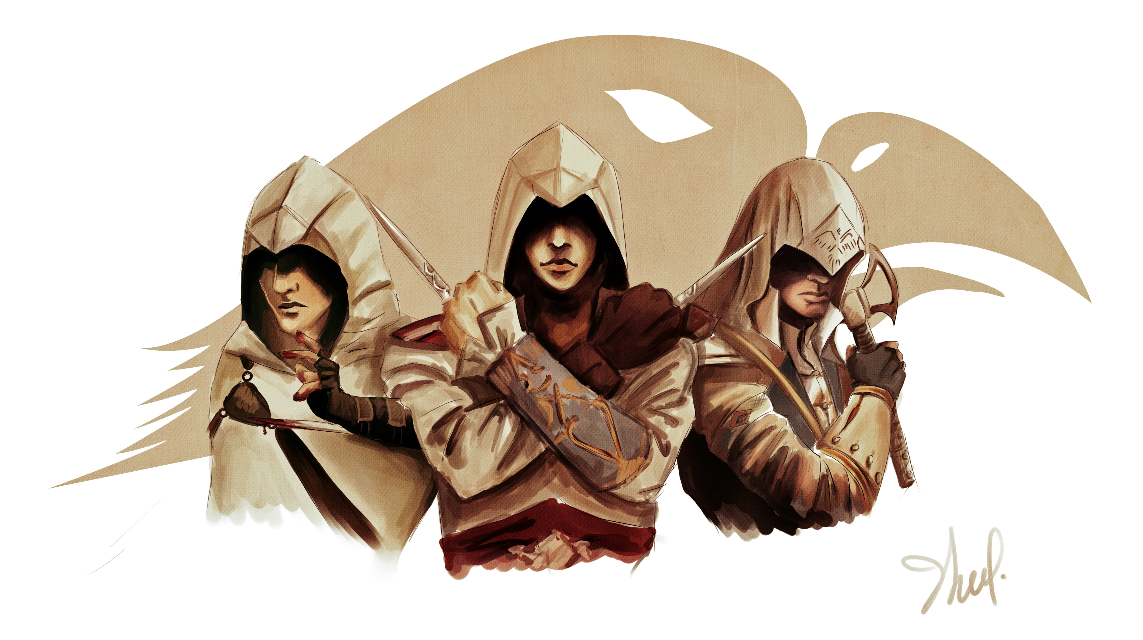 assassins, Creed, Three, 3, Hood, Headgear, Warrior Wallpaper