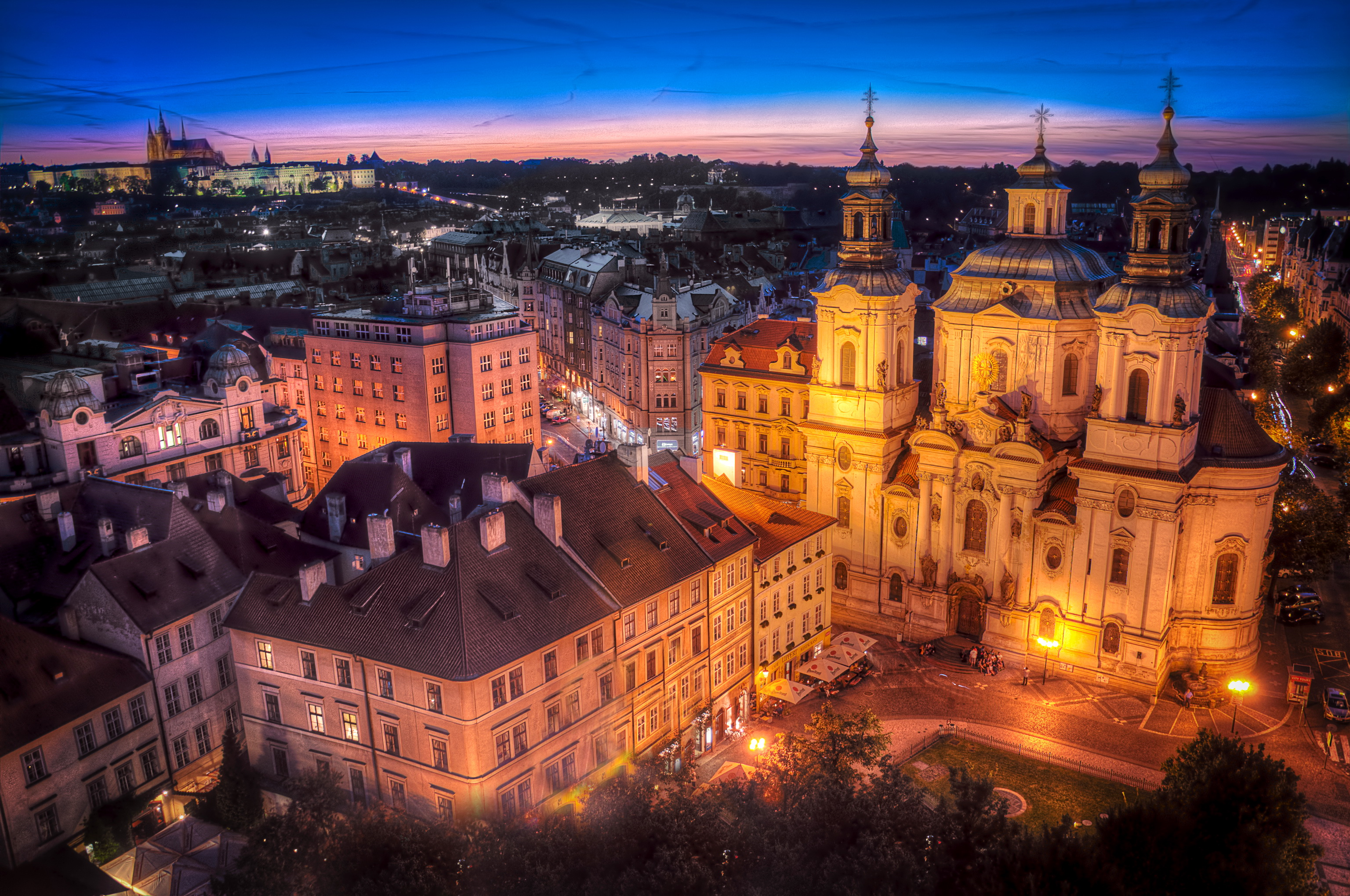 czech, Republic, Houses, Prague, Night Wallpaper