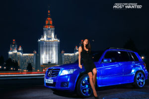 need, For, Speed, Mercedes, Benz, Russia, Moscow, Glk, Blue, Cars, Girls