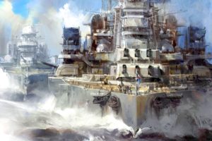 painting, Military, Boat, Ship, Retro