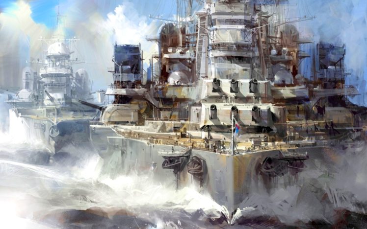 painting, Military, Boat, Ship, Retro HD Wallpaper Desktop Background