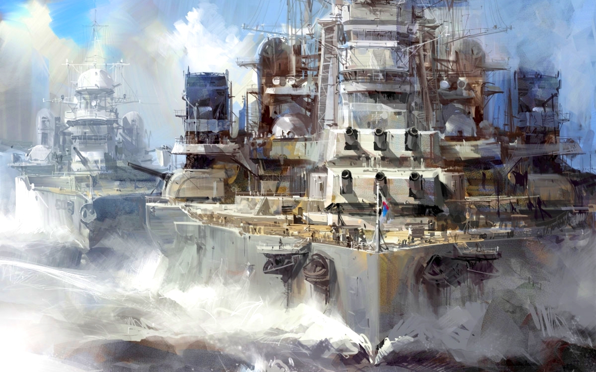 painting, Military, Boat, Ship, Retro Wallpaper