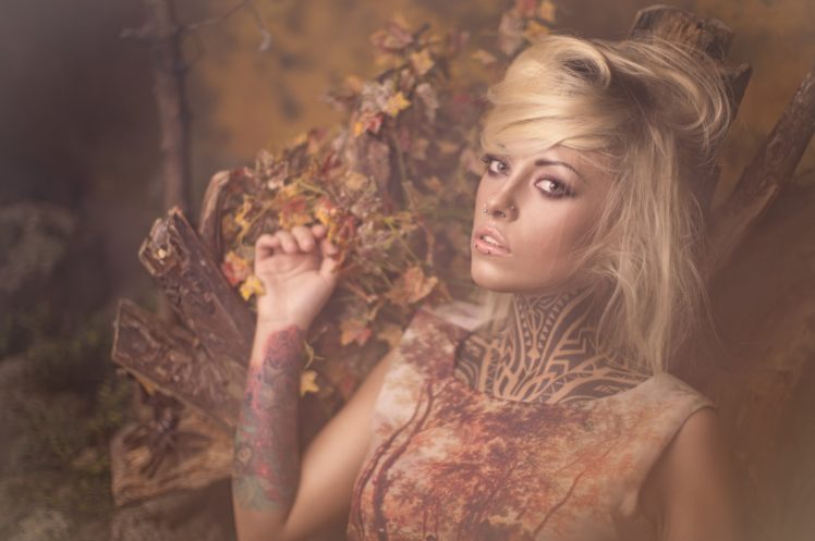 teya, Salat, Blonde, Woman, With, Tattoos, Portrait, Mood HD Wallpaper Desktop Background