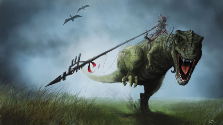 warrior, Dinosaur, Rider HD Wallpaper Desktop Background