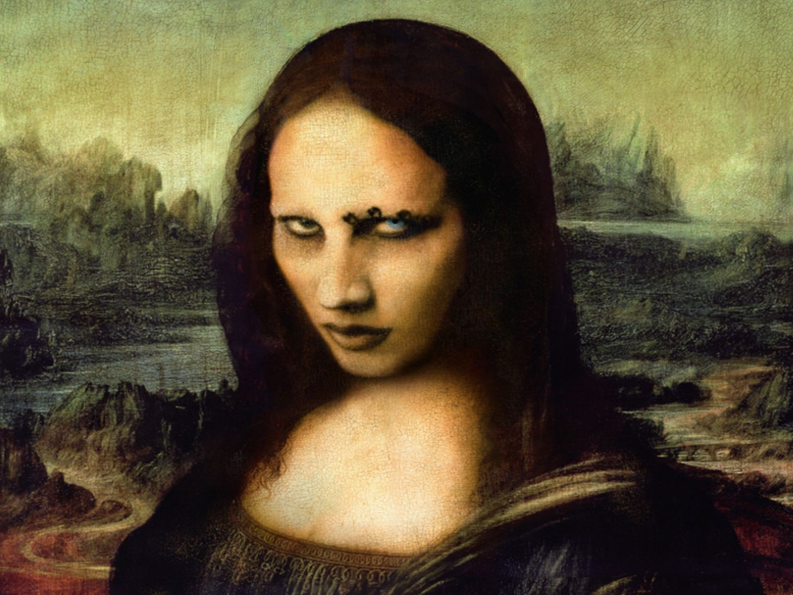 marilyn, Manson, Industrial, Metal, Rock, Heavy, Shock, Gothic, Glam, Mona, Lisa Wallpaper