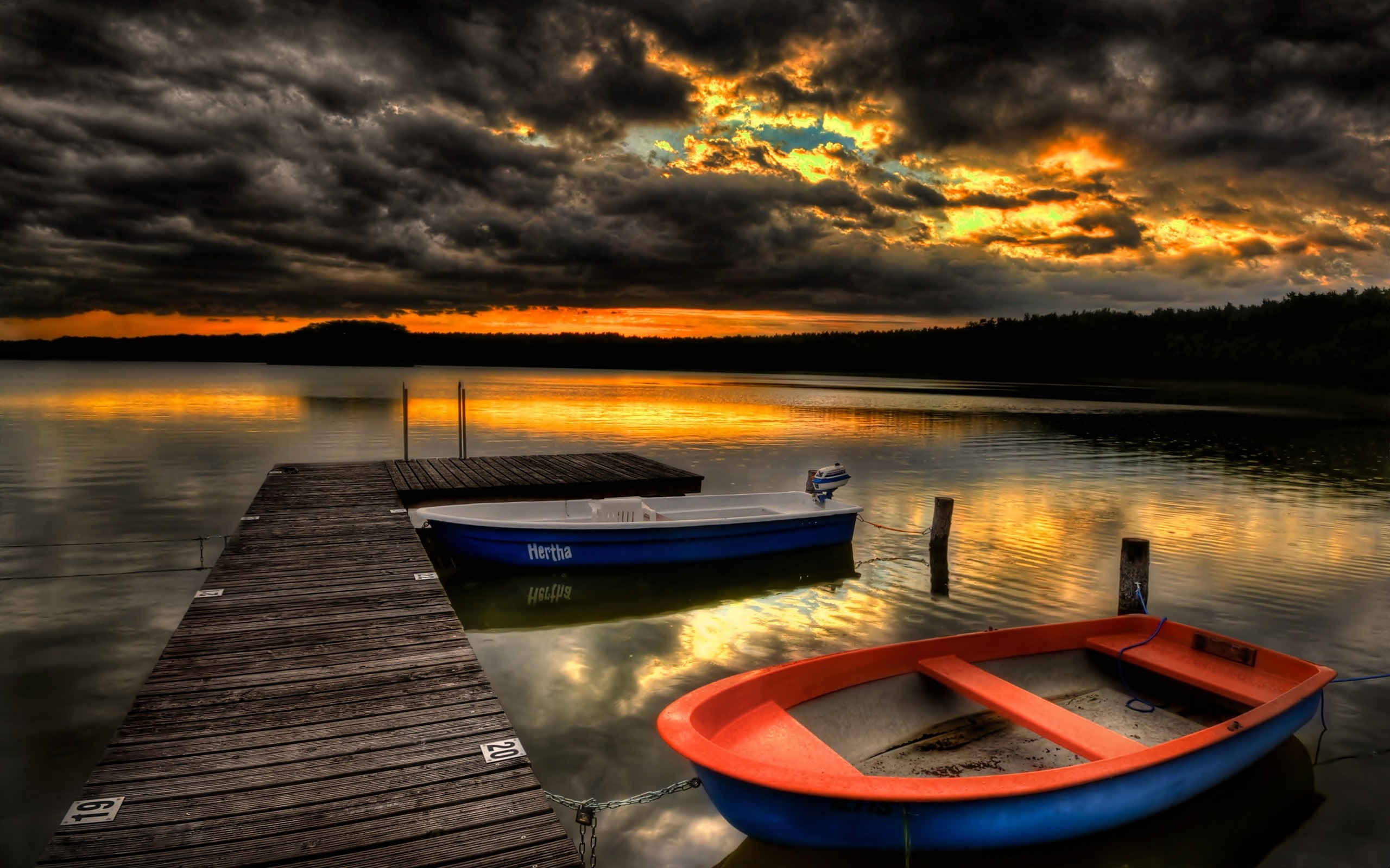 sunset, Landscapes, Nature, Ships, Pier, Hdr, Photography Wallpaper