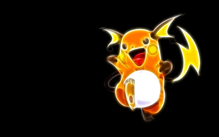 pokemon, Fractalius, Raichu, Simple, Background, Black, Background HD Wallpaper Desktop Background
