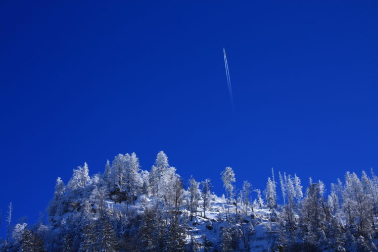 winter, Mountains, Trees, Plane, Nature, Snow, Sky, Airplane HD Wallpaper Desktop Background