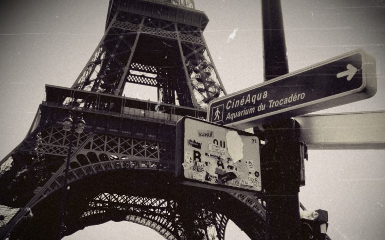 eiffel, Tower, Paris, Cityscapes, Monochrome HD Wallpaper Desktop Background