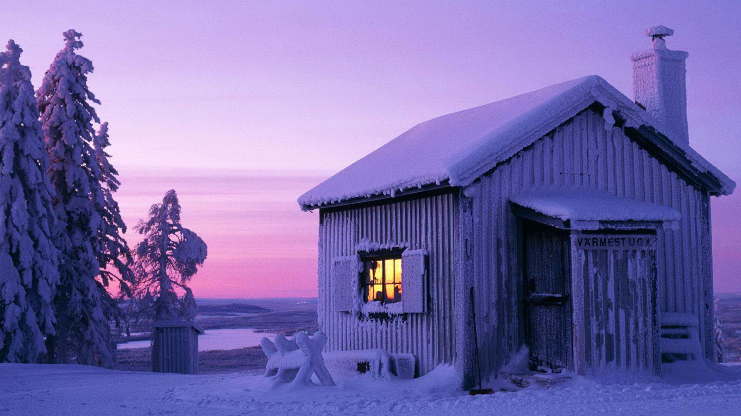 winter, season , Snow, Trees, Sweden, Moonlight, Cabin Wallpapers HD /  Desktop and Mobile Backgrounds