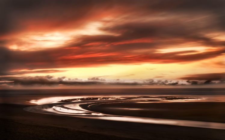 water, Sunset, Clouds, Landscapes, Nature HD Wallpaper Desktop Background
