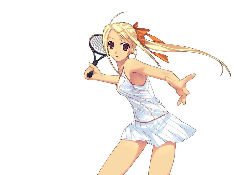 blondes, Tennis, Simple, Background, Anime, Girls, Murakami, Suigun, Hair, Ornaments, Tennis, Outfit HD Wallpaper Desktop Background