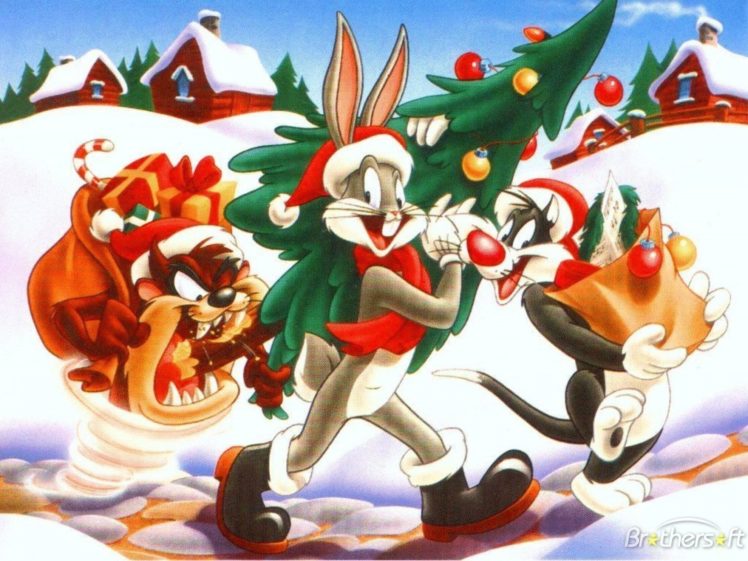 looney, Tunes, Christmas, Bugs, Bunny HD Wallpaper Desktop Background