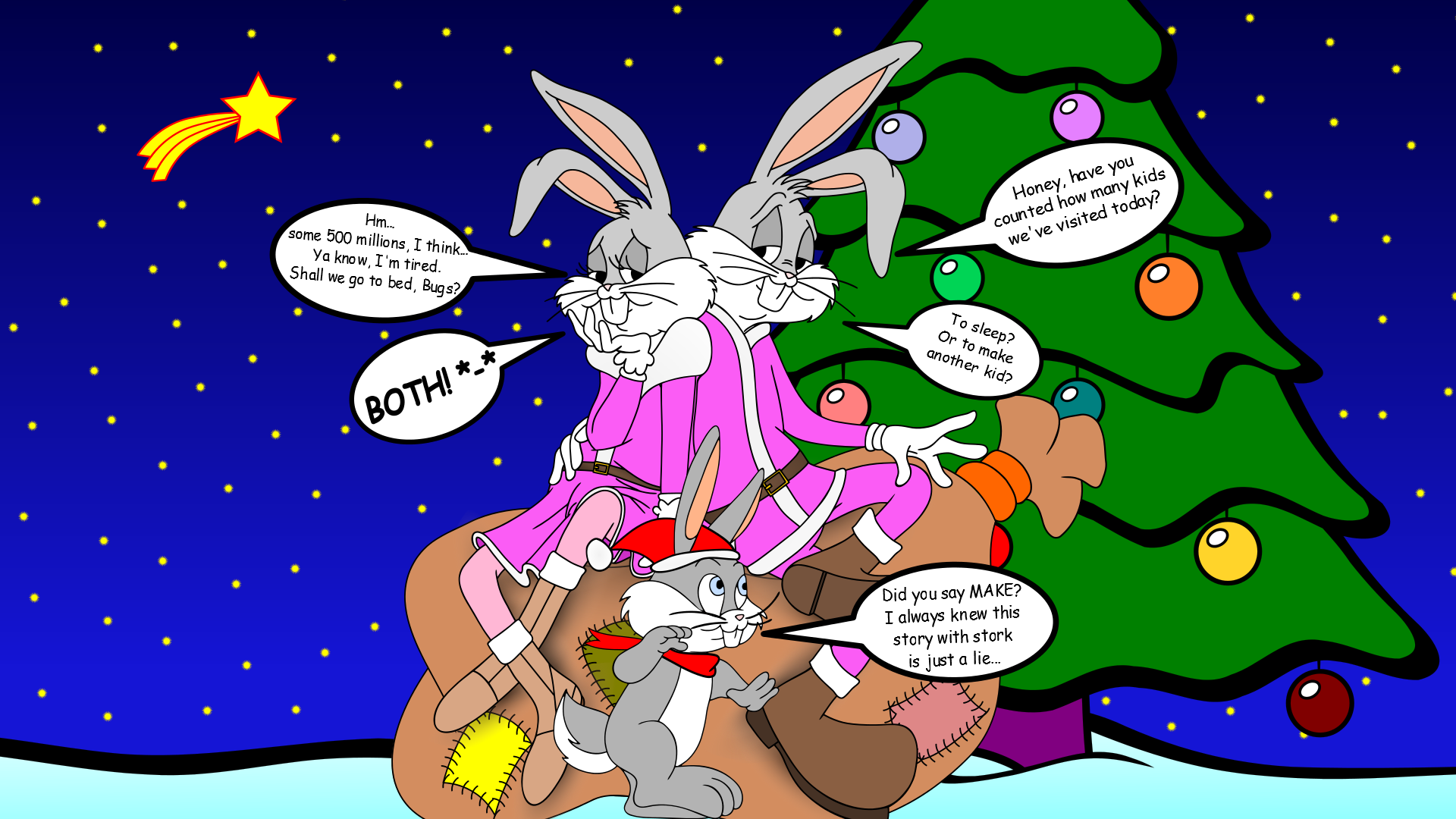 looney, Tunes, Christmas, Bugs, Bunny Wallpaper