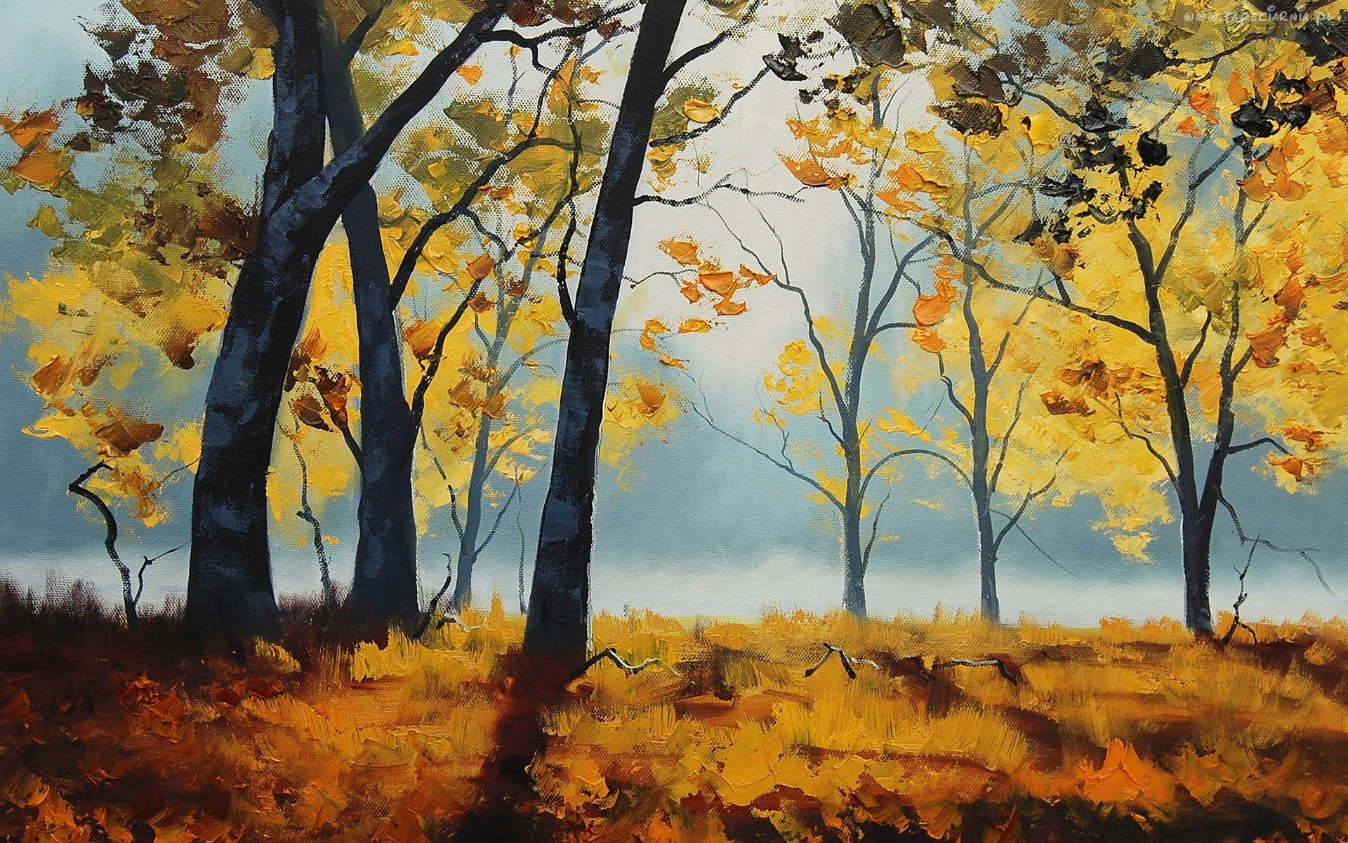 paintings, Landscapes, Nature, Trees, Autumn, Drawings Wallpaper
