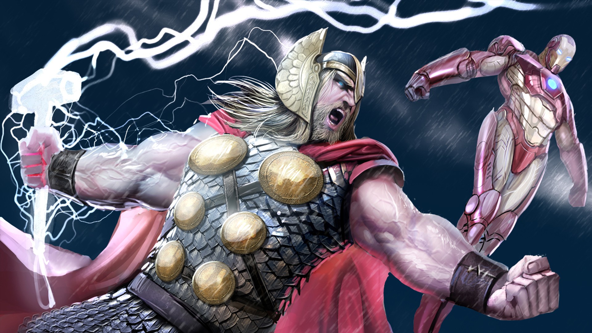 iron, Man, Thor, Storm, Marvel, Comics, Mjolnir, Comic Wallpaper