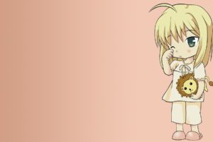 blondes, Fate stay, Night, Sleeping, Saber, Lions, Teddy, Bears, Pajamas, Slippers, Pink, Background, Little, Girl, Fate, Series
