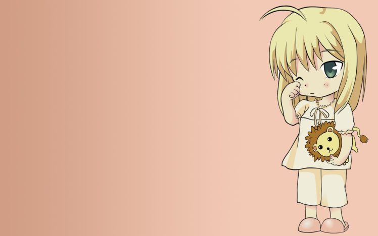 blondes, Fate stay, Night, Sleeping, Saber, Lions, Teddy, Bears, Pajamas, Slippers, Pink, Background, Little, Girl, Fate, Series HD Wallpaper Desktop Background