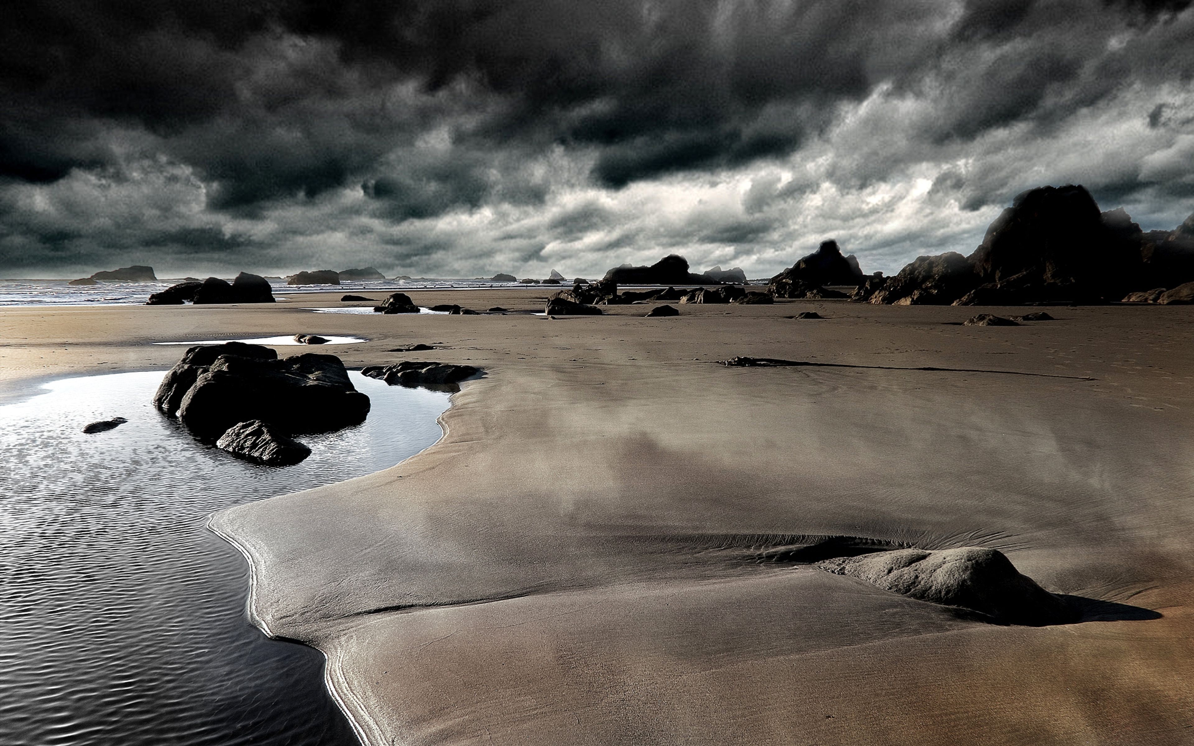 clouds, Landscapes, Beach, Rocks, Hdr, Photography Wallpaper