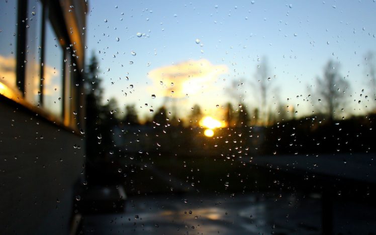sunset, Nature, Rain, Bokeh, Window, Panes HD Wallpaper Desktop Background