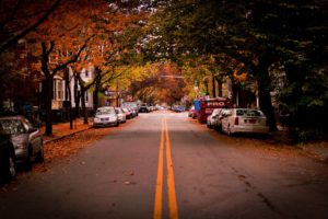 landscapes, Autumn,  season , Cars, Leaves, Roads, Vehicles