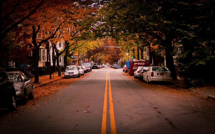 landscapes, Autumn,  season , Cars, Leaves, Roads, Vehicles HD Wallpaper Desktop Background