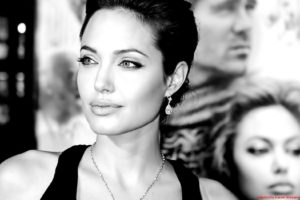 women, Angelina, Jolie, Monochrome