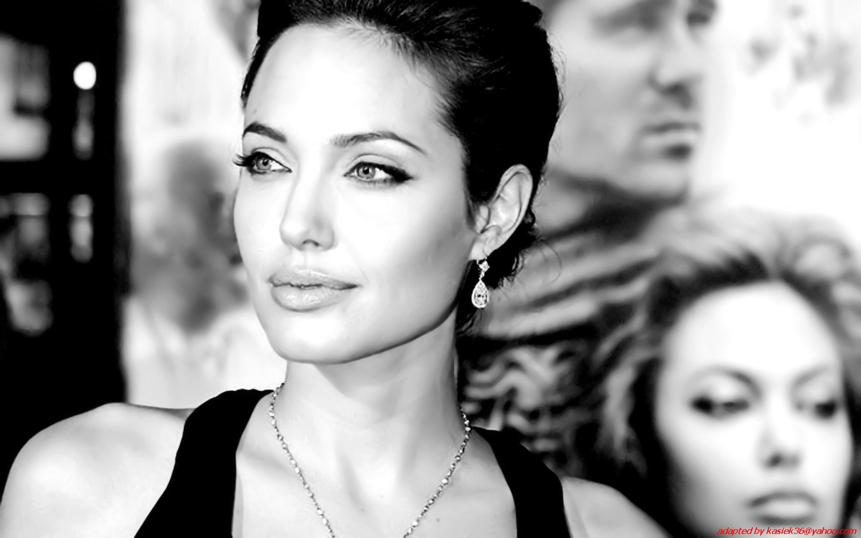 women, Angelina, Jolie, Monochrome Wallpaper