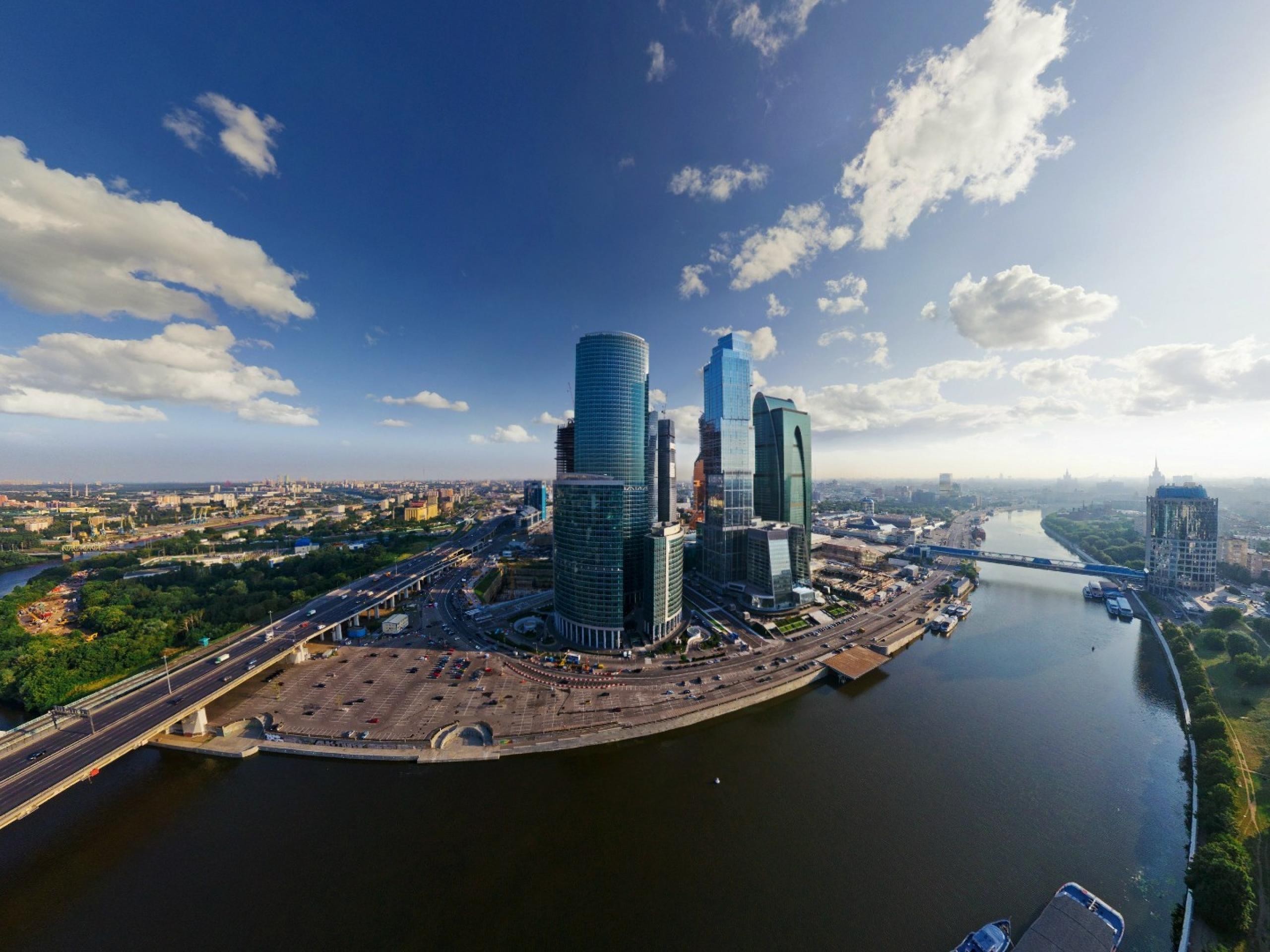nature, Cityscapes, Moscow, Fisheye, Effect, Blue, Skies Wallpaper