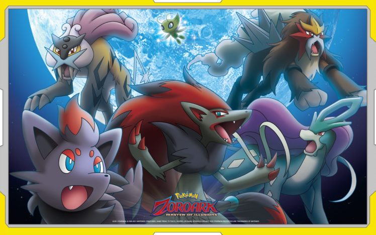 pokemon, Entei, Suicune, Raikou, Celebi, Zoroark, Zorua HD Wallpaper Desktop Background