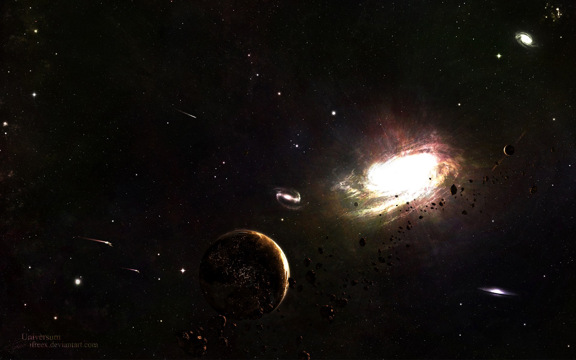 outer, Space, Galaxies, Planets Wallpaper